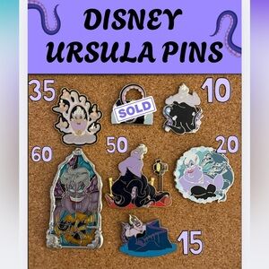 Disney Ursula Pins Set - Black, White, Purple